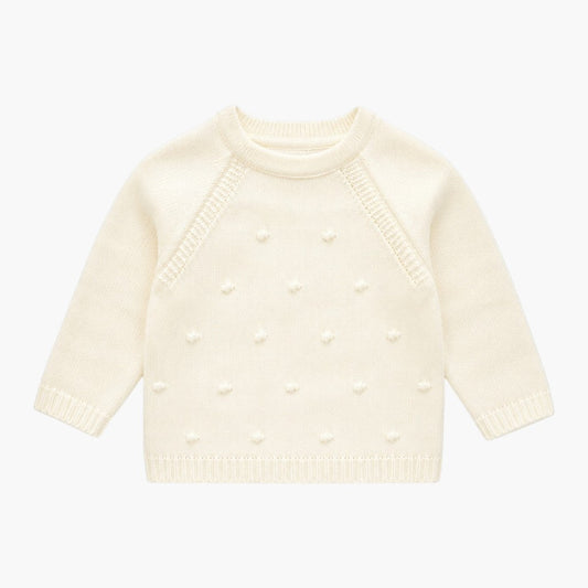 Conjunto de Malha para Bebé com Camisola, Calças com Pé e Gorro Marfim e Verde Sálvia LOLO