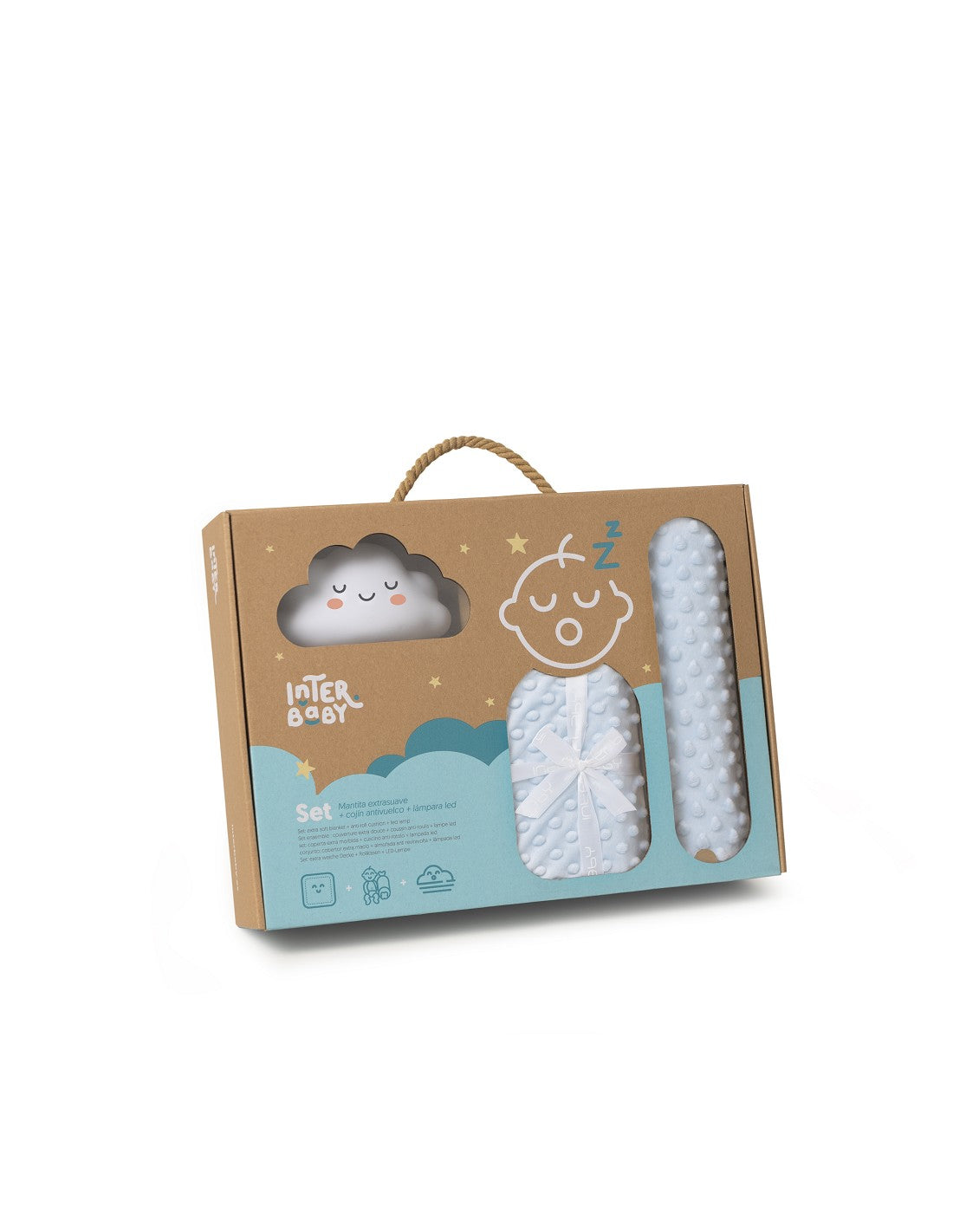 Conjunto de Presente para Bebé da Interbaby: Manta, Almofada Caramelo e Candeeiro Noturno