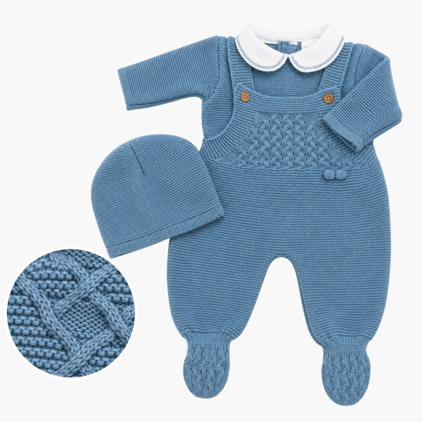 Babylatzhose aus Jersey mit Pullover und Mütze Petrol LOLO
