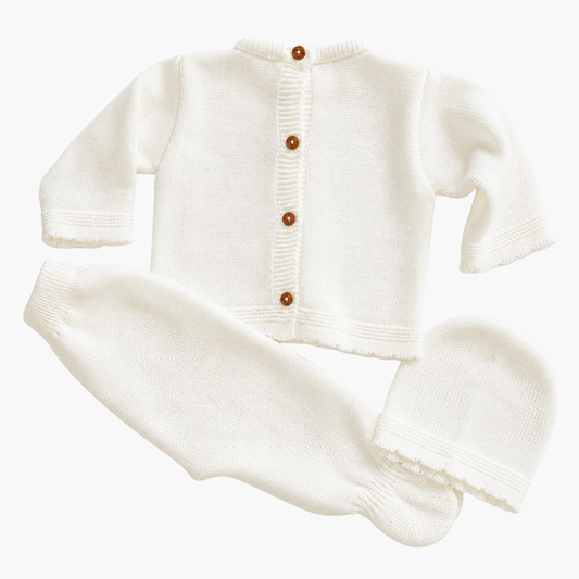 Strickset für Babys mit Mütze Elfenbein LOLO