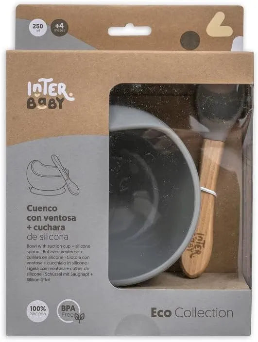 Tigela com Ventosa e Colher para Aprendizagem de Bebés da Interbaby