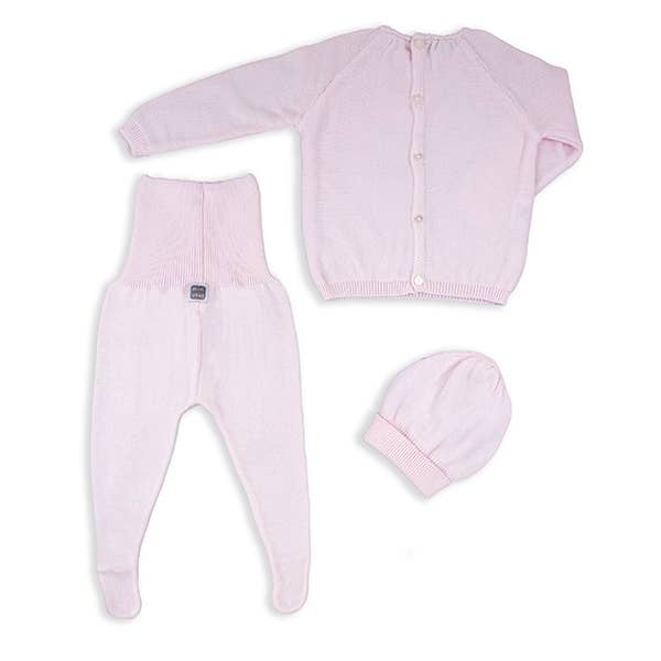 Conjunto rosa suave de 3 peças em algodão, vista 5
