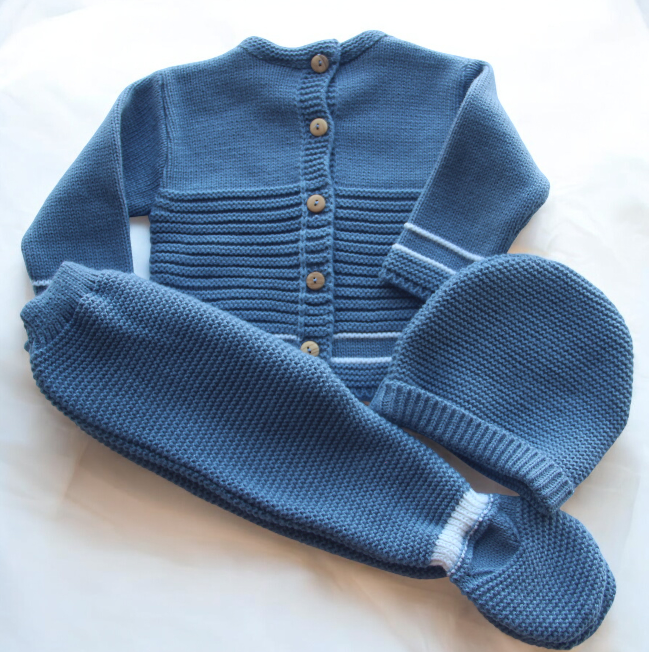 Conjunto em malha de 3 peças para bebé