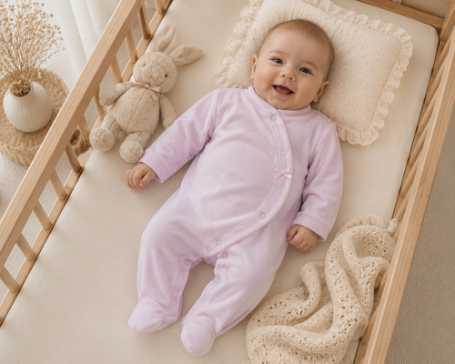 Babygrow de veludo rosa bebé