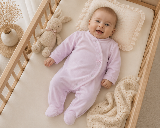 Babygrow de Veludo Rosa Bebé