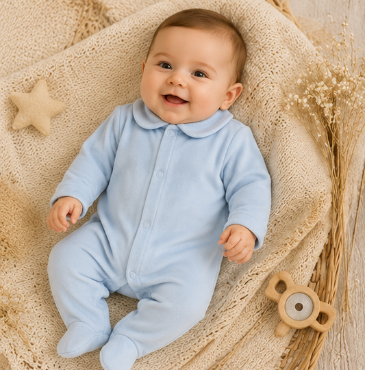 Babygrow Azul Bebé em Algodão com Gola