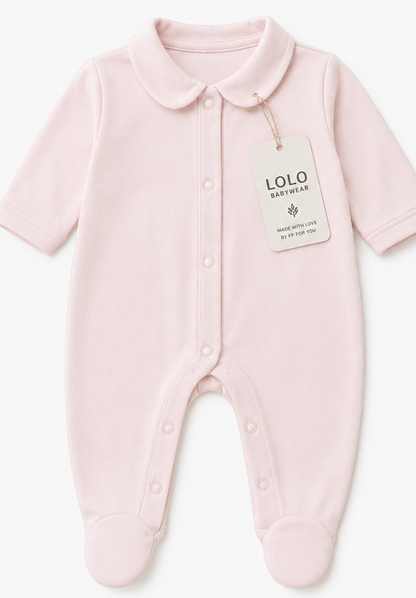 Babygrow Rosa Bebé em Algodão com Gola Clássica