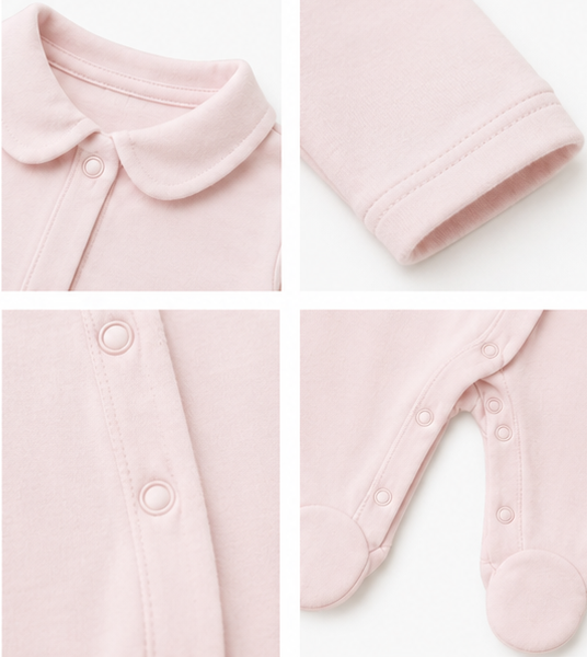 Babygrow Rosa Bebé em Algodão com Gola Clássica