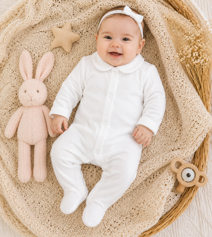Babygrow Branco em Algodão com Gola