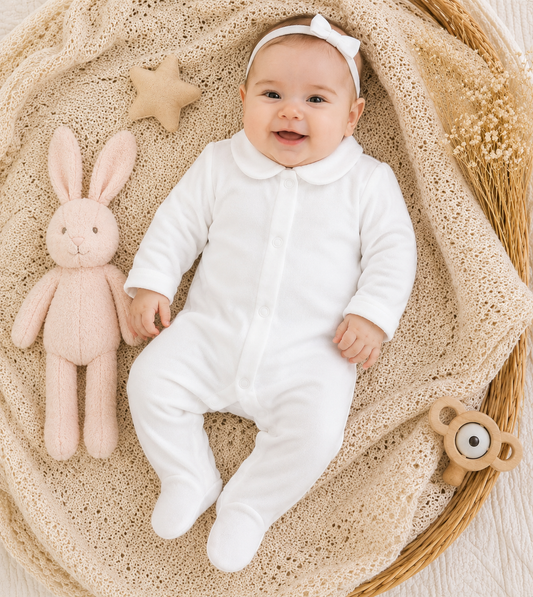 Babygrow Branco em Algodão com Gola