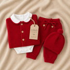 Conjunto de malha para bebé vermelho de 5 peças LOLO, vista 4