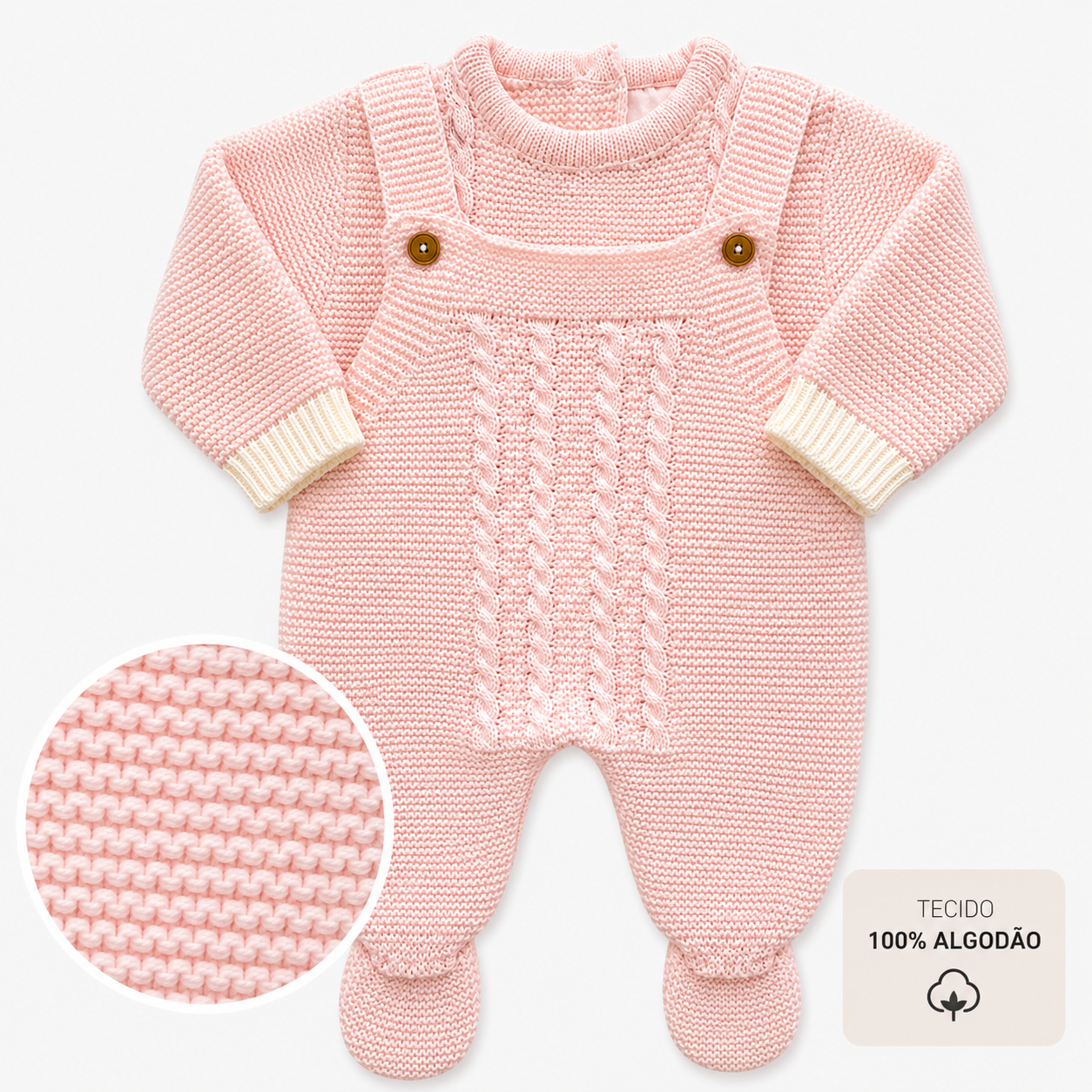 Conjunto Tricot Rosa Encanto 3 Peças