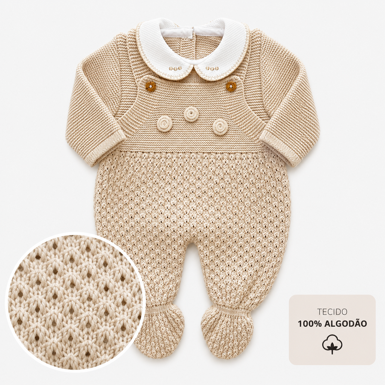Baby Strickset mit Latzhose und Pullover in Naturbeige LOLO