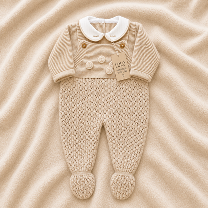 Baby Strickset mit Latzhose und Pullover in Naturbeige LOLO