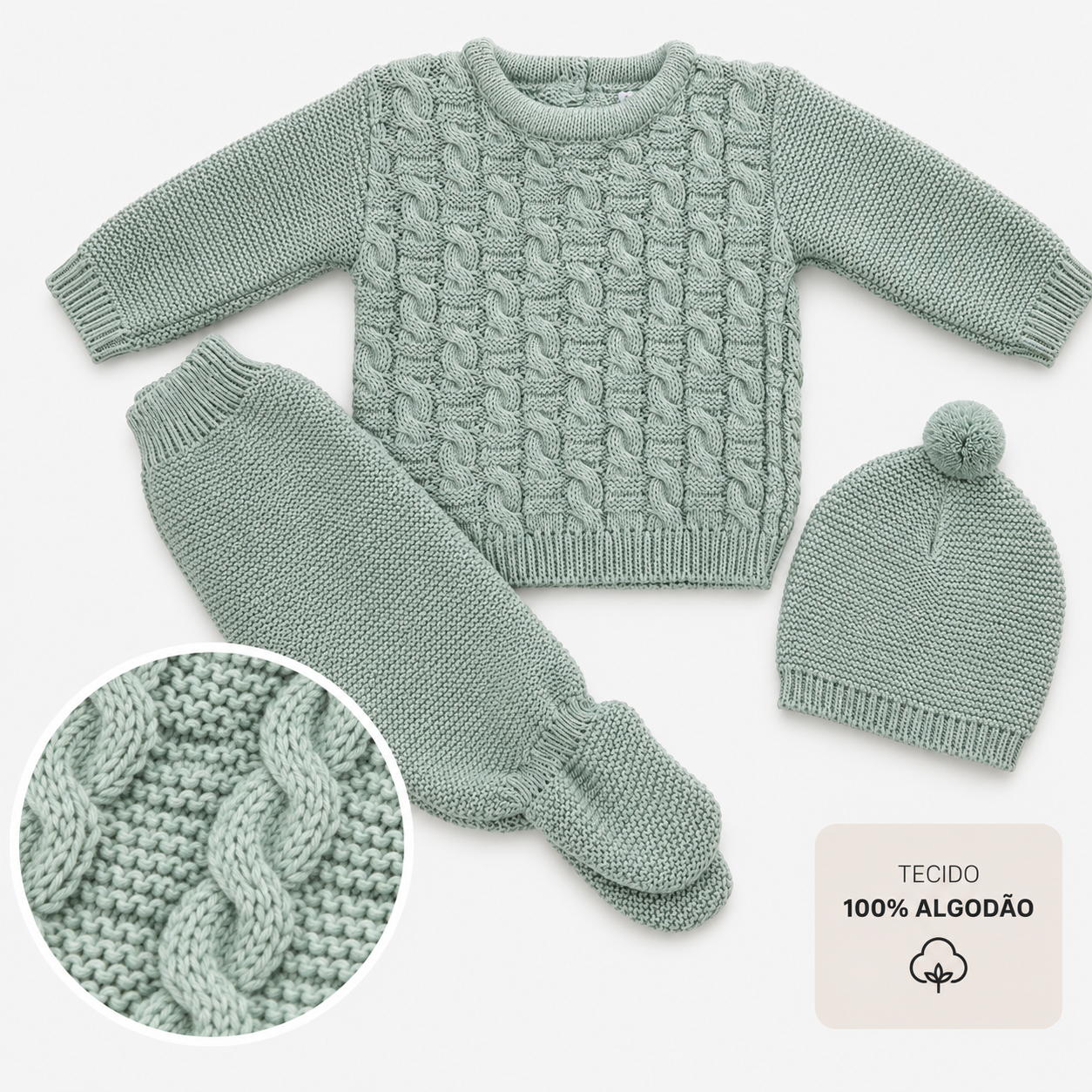 Conjunto de 3 Peças Para Bebé
