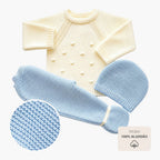 Conjunto de malha bebé creme e azul céu LOLO, vista 6