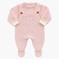 Conjunto tricot rosa encanto de 3 peças para bebé
