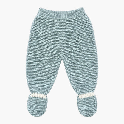 Conjunto de Malha para Bebé com Camisola, Calças com Pé e Gorro Marfim e Verde Sálvia LOLO
