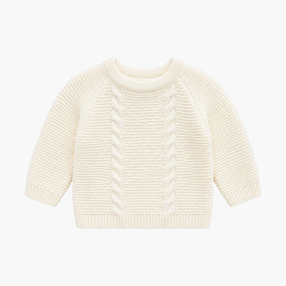 Babystrickset mit Latzhose, Pullover und Mütze Elfenbein und Beige LOLO