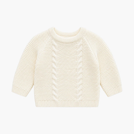 Conjunto de Malha para Bebé com Jardineira, Camisola e Gorro Marfim e Bege LOLO