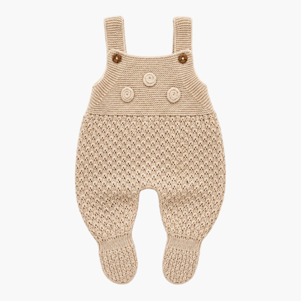 Baby Strickset mit Latzhose und Pullover in Naturbeige LOLO
