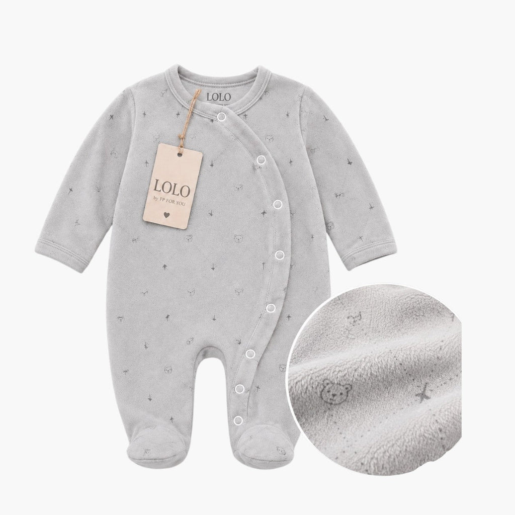 Babygrow em veludo cinza estampado, vista 5
