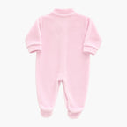 Babygrow de veludo rosa bebé com elefante, vista 3