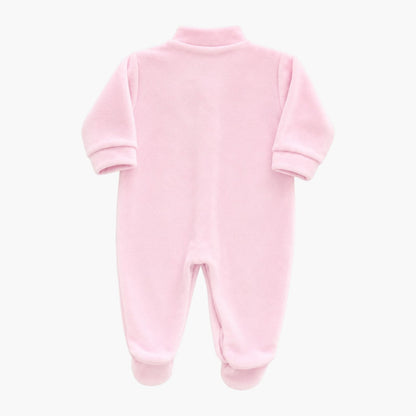 Babygrow de Veludo Rosa Bebé com Aplicação Elefante
