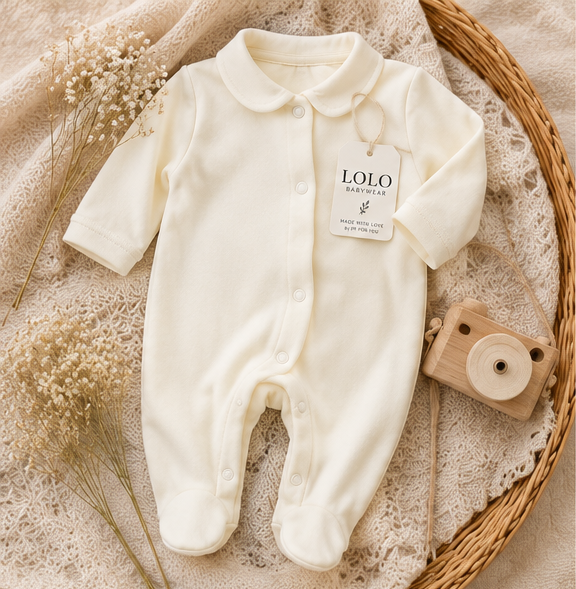 Babygrow Branco Pérola com Gola
