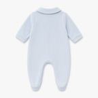 Babygrow azul bebé em algodão com gola, vista 3
