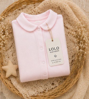 Babygrow Rosa Bebé em Algodão com Gola Clássica