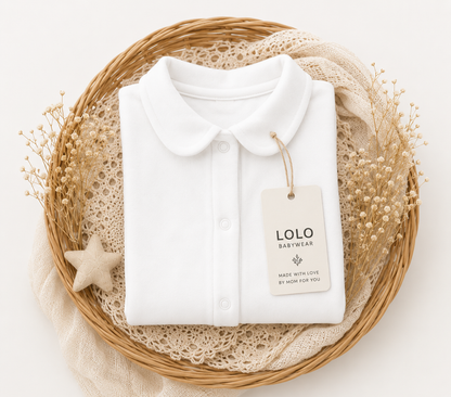 Babygrow Branco em Algodão com Gola