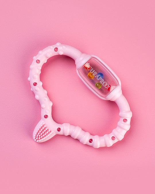 Anel mordedor Curaprox rosa para bebé, vista 3