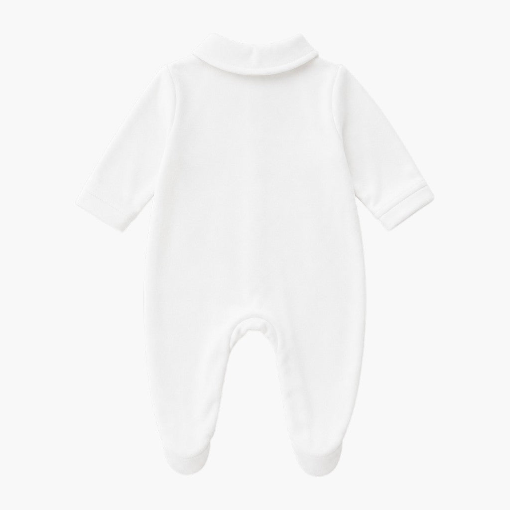 Babygrow branco em algodão com gola, vista 3