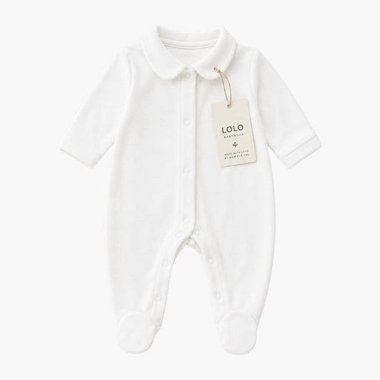 Babygrow Branco em Algodão com Gola