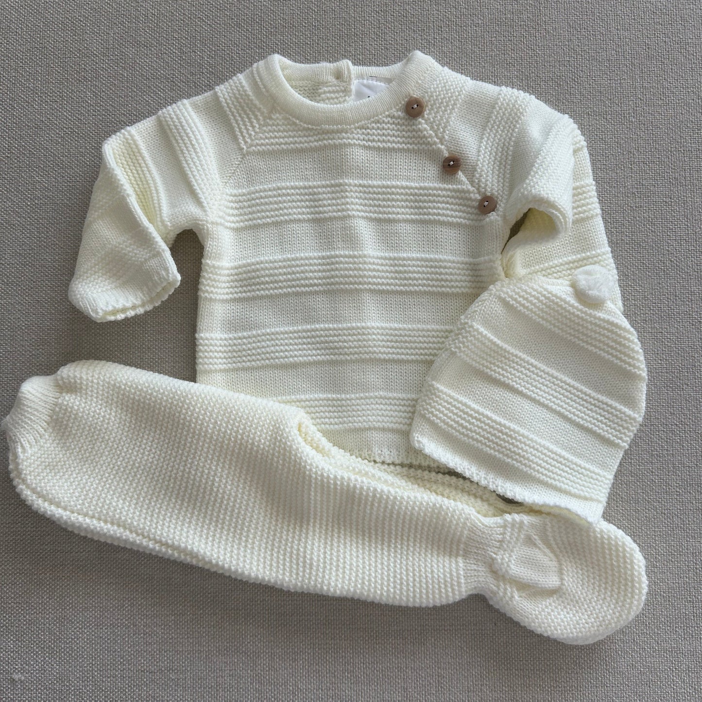 Baby-Set aus Strickperlenmuster, 3-teilig, 100 % Baumwolle