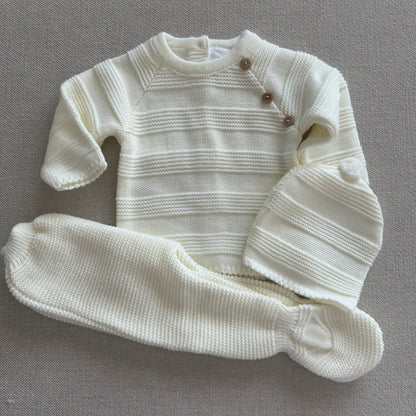Baby-Set aus Strickperlenmuster, 3-teilig, 100 % Baumwolle