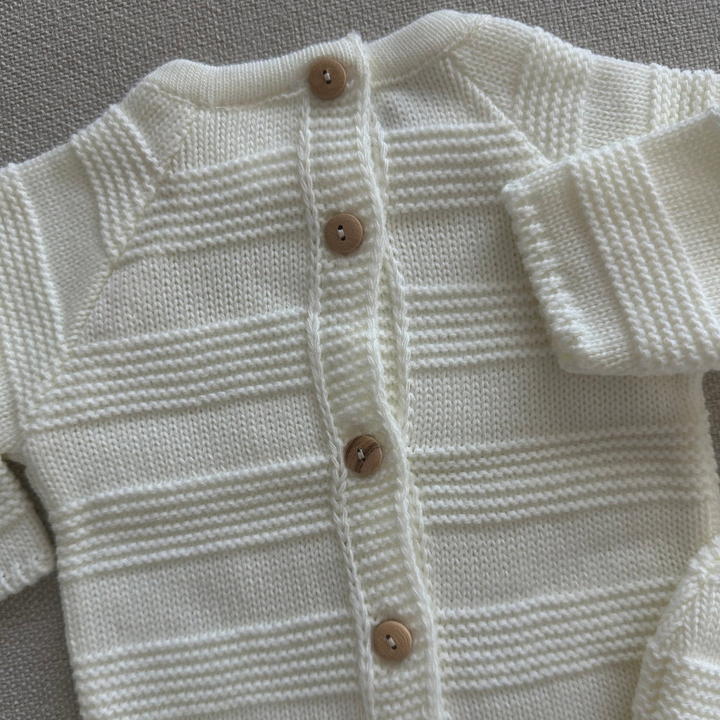 Conjunto de bebé em malha pérola com camisola e calças, vista 5