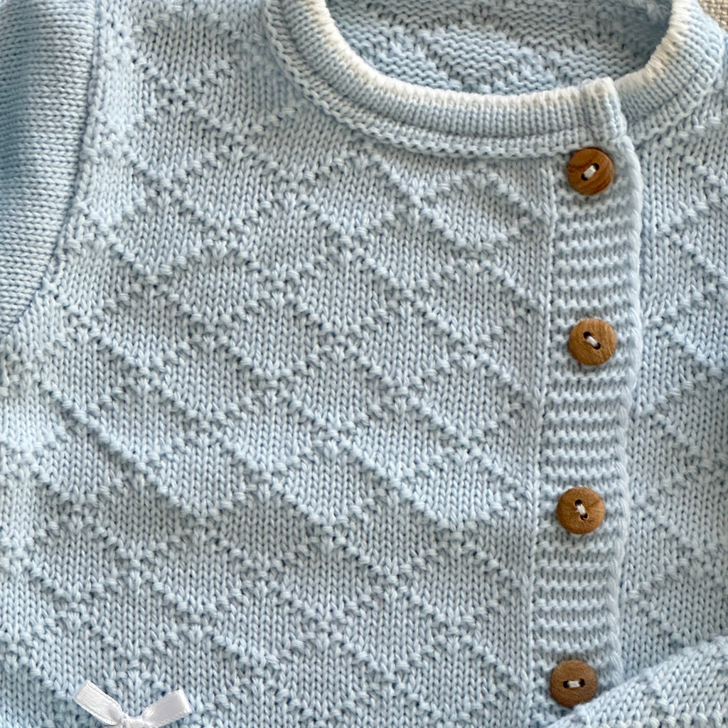 Conjunto de bebé em malha azul bebé de 3 peças, vista 2
