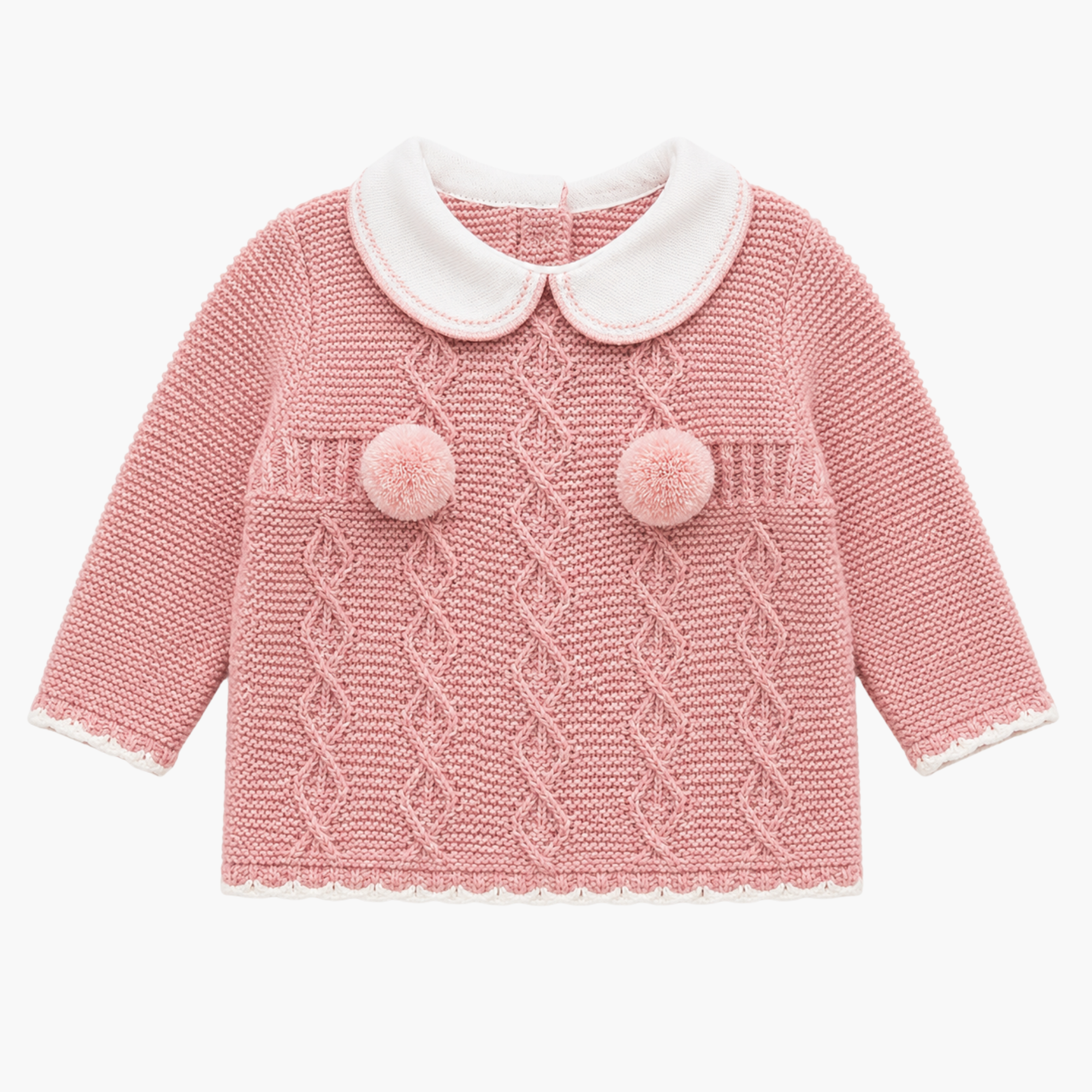 Conjunto de malha bebé com gorro rosa antigo LOLO, vista 2