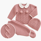 Conjunto de malha bebé com gorro rosa antigo LOLO, vista 6