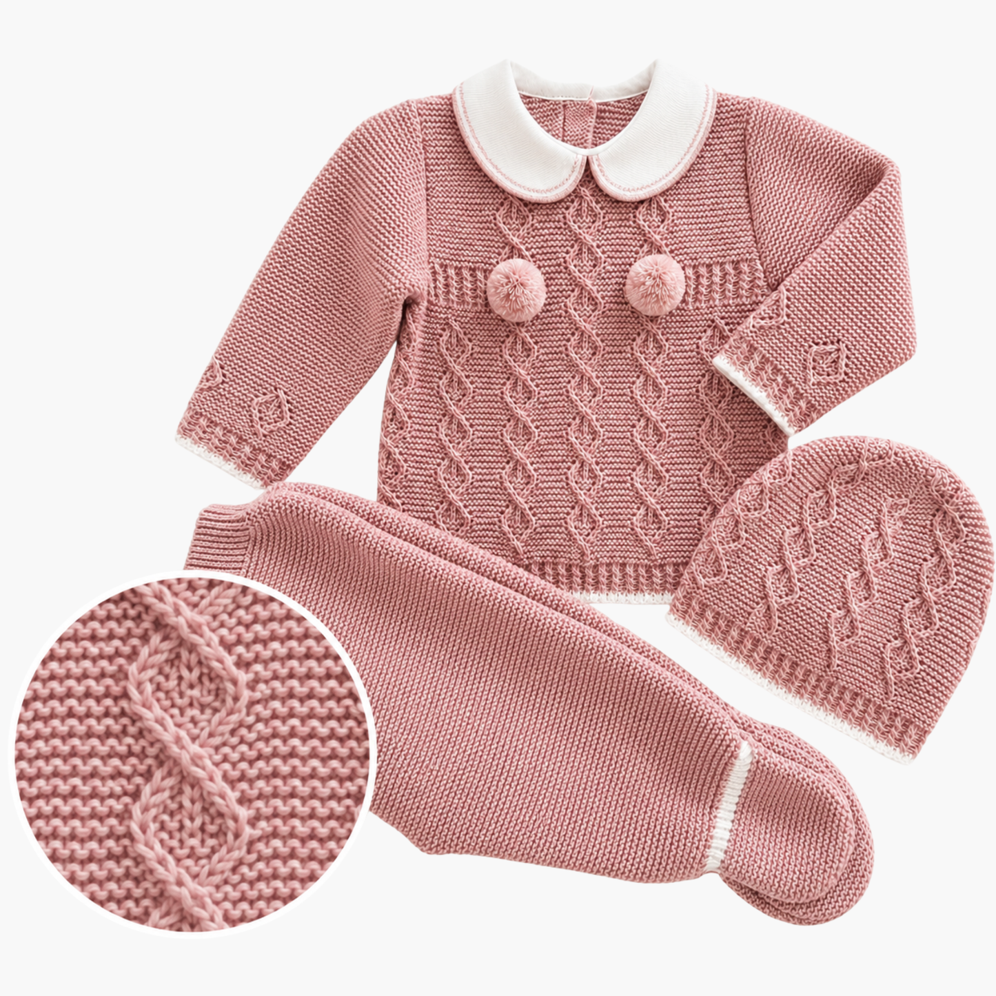 LOLO Strickset mit Mütze für Babys in Altrosa