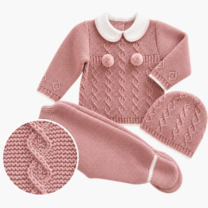 LOLO Strickset mit Mütze für Babys in Altrosa