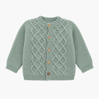 Conjunto de malha bebé com gorro verde sálvia LOLO, vista 2