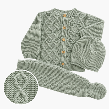 Conjunto de Malha para Bebé com Gorro Verde Sálvia LOLO