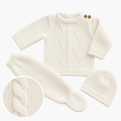 Strickset für Babys mit Mütze Elfenbein LOLO