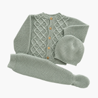 Conjunto de malha para bebé com gorro verde sálvia LOLO