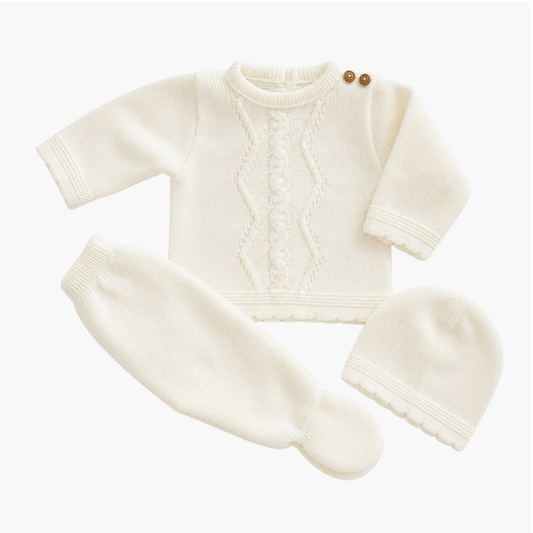 Conjunto de Malha para Bebé com Gorro Marfim LOLO