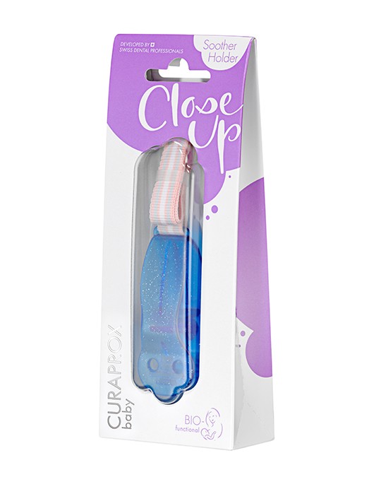 Suporte de chupeta Curaprox Baby azul