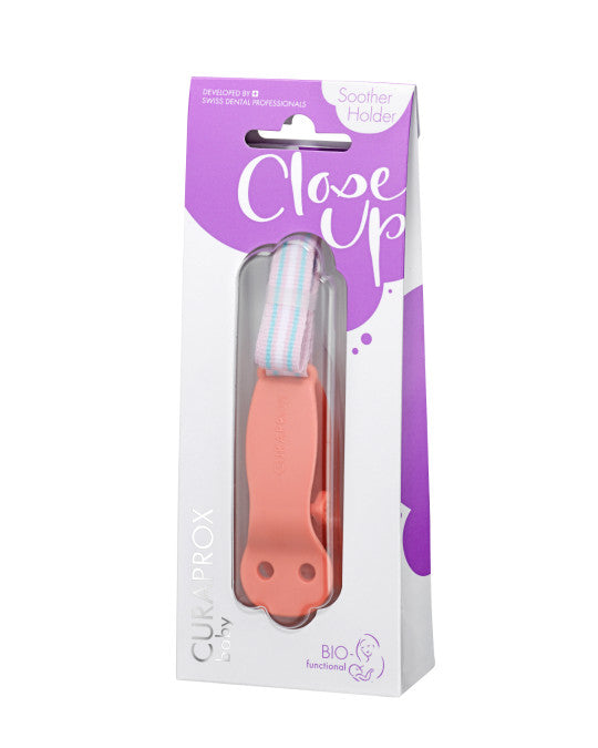 Suporte de chupeta Curaprox Baby coral